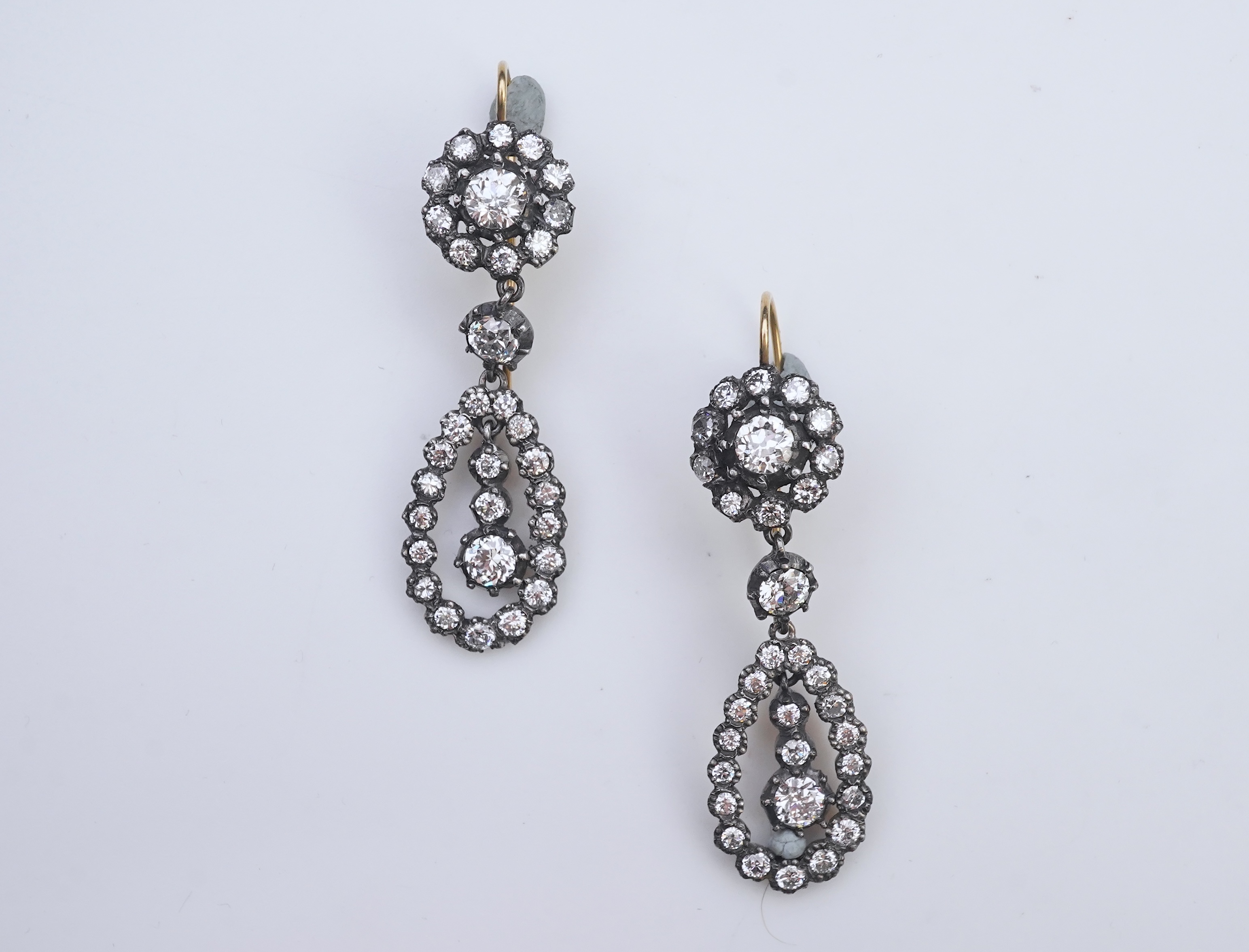 A pair of diamond earrings